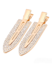 Load image into Gallery viewer, Gold Rhinestone Dinky Clips • 2 Clips