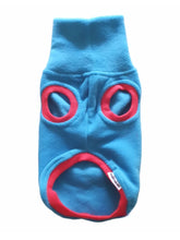 Load image into Gallery viewer, Bright blue with red trim fleece cat + dog top by Stylecom.nz