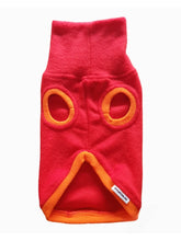 Load image into Gallery viewer, Bright red with orange trim fleece top for cats or dogs by Stylecom.nz