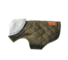 Load image into Gallery viewer, STYLECOM.NZ ▪︎ OLIVE GREEN VELVET SHERPA COAT • SIZE XXS 25cm