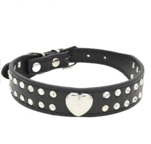 Load image into Gallery viewer, Small Heart & Rhinestone Dog Collar ~ Black Or Pink • XXS