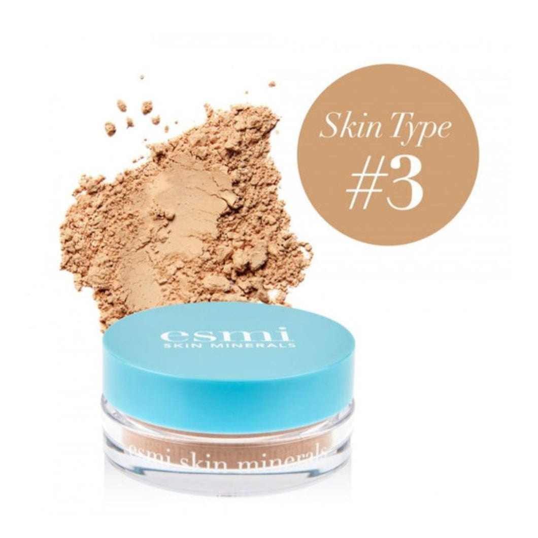 Esmi loose mineral powder foundation in shade #3. Natural makeup. Available at Stylecom.nz 