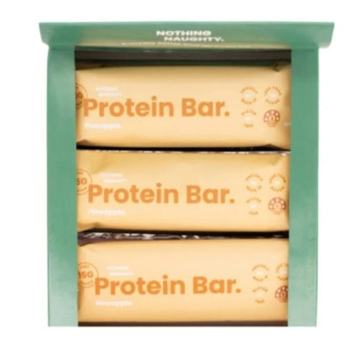 Nothing Naughty Whey Protein Bars. Box of x12 Pineapple Bars. Made In NZ. Sold at Stylecom.nz