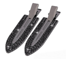 Load image into Gallery viewer, Black Rhinestone Dinky Clips • 2 Clips