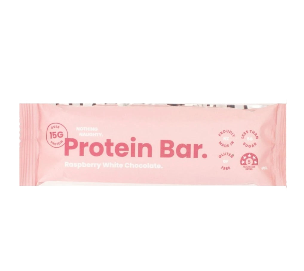NOTHING NAUGHTY • Raspberry White Chocolate Protein Bar - Single 40g