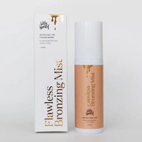 Little Honey Flawless Bronzing Mist for easy, even self tanning. Hardly any smell and drys fast. Available now at Stylecom.nz 