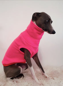 Stylecom.nz- Hot Pink Fleece Dog Top. Designed for all breeds of small dogs, puppy's and perfect on Italian Greyhounds