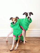 Load image into Gallery viewer, Stylecom.nz- Lime and pink fleece dog or cat top. Made in New Zealand
