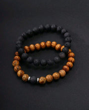 Load image into Gallery viewer, Volcanic Stone Agate | Tiger Eye Beaded Bracelet • 2 Pces