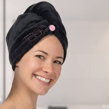 Load image into Gallery viewer, Dry hair gently with the LUST Ultra Soft Microfibre Hair Wrap. Reduces frizz, minimises breakage and speeds up drying time. Suitable for all hair types.