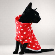 Load image into Gallery viewer, Red Polka Dot Fleece Top – Cat Clothing NZ | STYLECOM.NZ