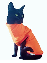 Load image into Gallery viewer, Orange and red trim fleece top for cats and dogs by designer Stylecom.nz 