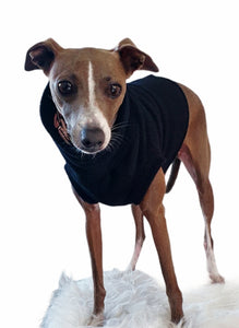Designer black fleece cat or dog sleeveless top. Made in New Zealand. 