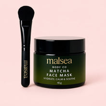 Load image into Gallery viewer, Malsea Matcha Face Mask jar with a brush on a white background. Bundle set save. Available at Stylecom.nz 