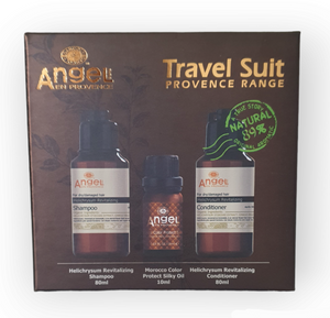 Angel En Provemce Mini Trio Travel Set. Helichrysum Revitalizing Range Is Designed For Dry, Damaged Or Thick Hair.

Perfect for travelling, gym, gift or simply just to try the range without buying full size bottles.

Boxed Trio Set:

x1 Helichrysum Shampoo 80ml

x1 Helichrysum Conditioner 80ml

x1 Morocco Colour Protect Silky Oil 10ml

