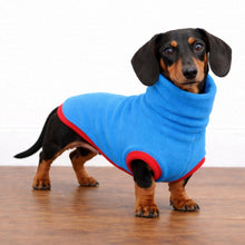 Load image into Gallery viewer, Lagoon &amp; Red Luxe Fleece Top – Dog Clothing NZ | Italian Greyhound Clothing | STYLECOM.NZ