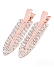 Load image into Gallery viewer, Rose Gold Rhinestone Dinky Clips • 2 Clips