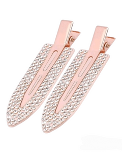 Rose Gold Rhinestone Dinky Clips • 2 Clips