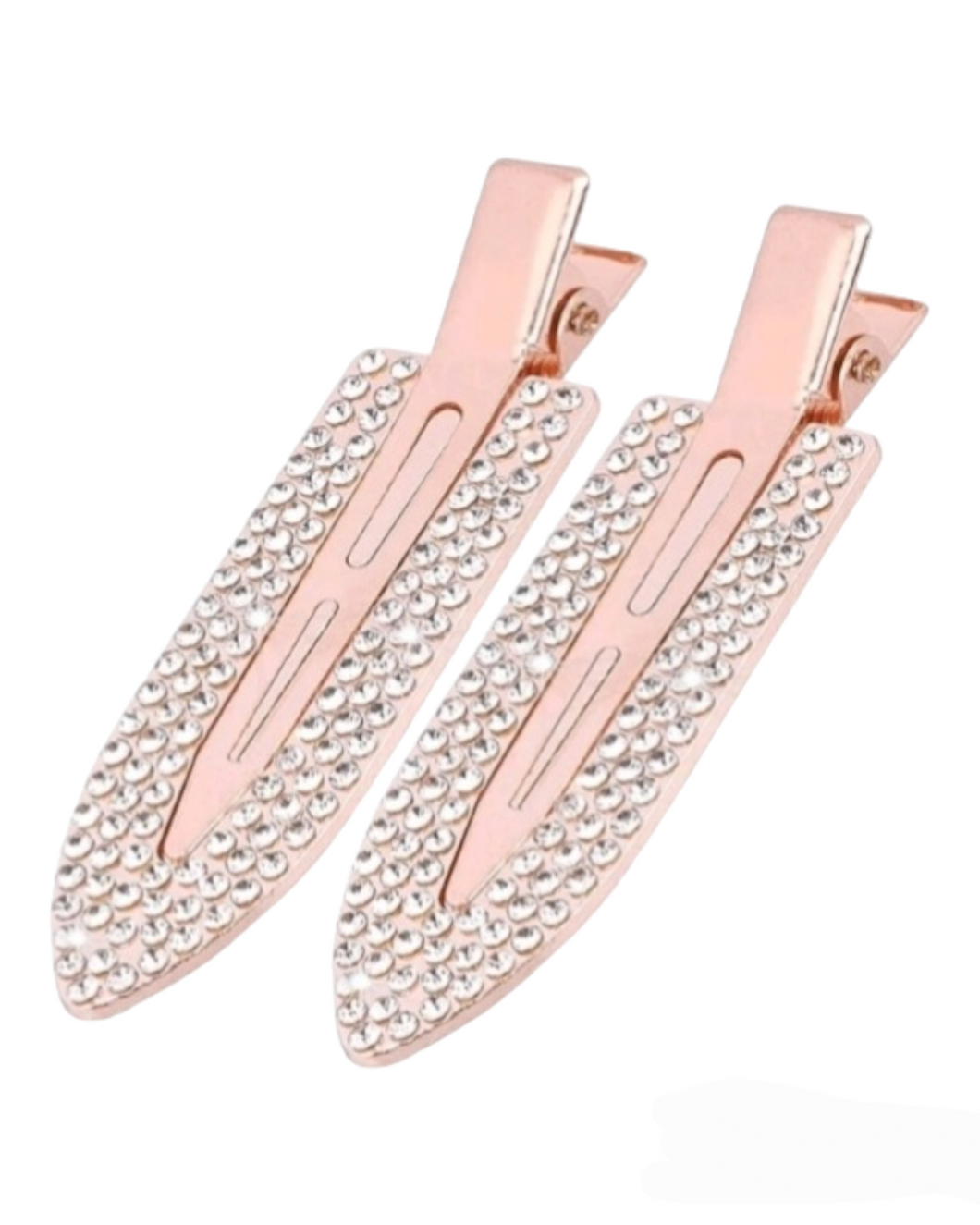 Rose Gold Rhinestone Dinky Clips • 2 Clips