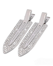 Load image into Gallery viewer, Silver Rhinestone Dinky Clips • 2 Clips