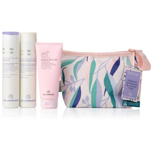 De Lorenzo Moisture Balance Gift Set. Perfect for normal, dry, slightly damaged and coloured hair. Available at Stylecom.nz 