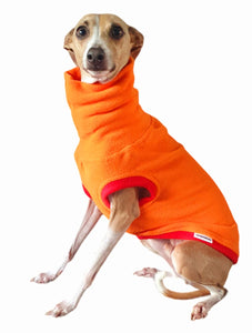 STYLECOM.NZ - Bright Orange + Red Fleece Dog Top - Size L