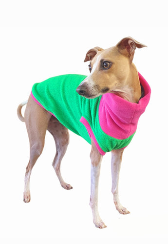 Green and Pink Fleece Dog Top From STYLECOM.NZ 