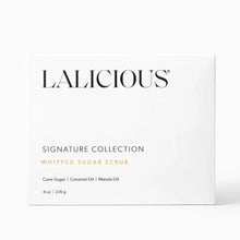 Load image into Gallery viewer, A tub of Lalicious Signature Collection Sugar Body Scrub 226g.  Scent of Peach Nectar, Coconut Milk and Creamy Musk. Available at Stylecom.nz 