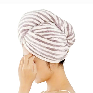 Striped Hair Drying Wrap