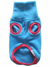 Load image into Gallery viewer, Lagoon &amp; Red Luxe Fleece Top – Dog Clothing NZ | Italian Greyhound Clothing | STYLECOM.NZ