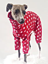 Load image into Gallery viewer, Red And White Polka Dot Dog Pjs. For Small Dogs and Puppys. Made in New Zealand by Stylecom.nz 