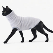 Load image into Gallery viewer, Black Cat wearing a Cloud Grey Luxe Dog &amp; Cat Fleece Top NZ | STYLECOM.NZ