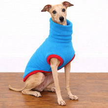 Load image into Gallery viewer, Lagoon &amp; Red Luxe Fleece Top – Dog Clothing NZ | Italian Greyhound Clothing | STYLECOM.NZ