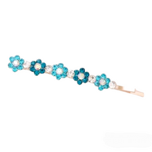 Load image into Gallery viewer, Rhinestone Blue Flower Hair Clip