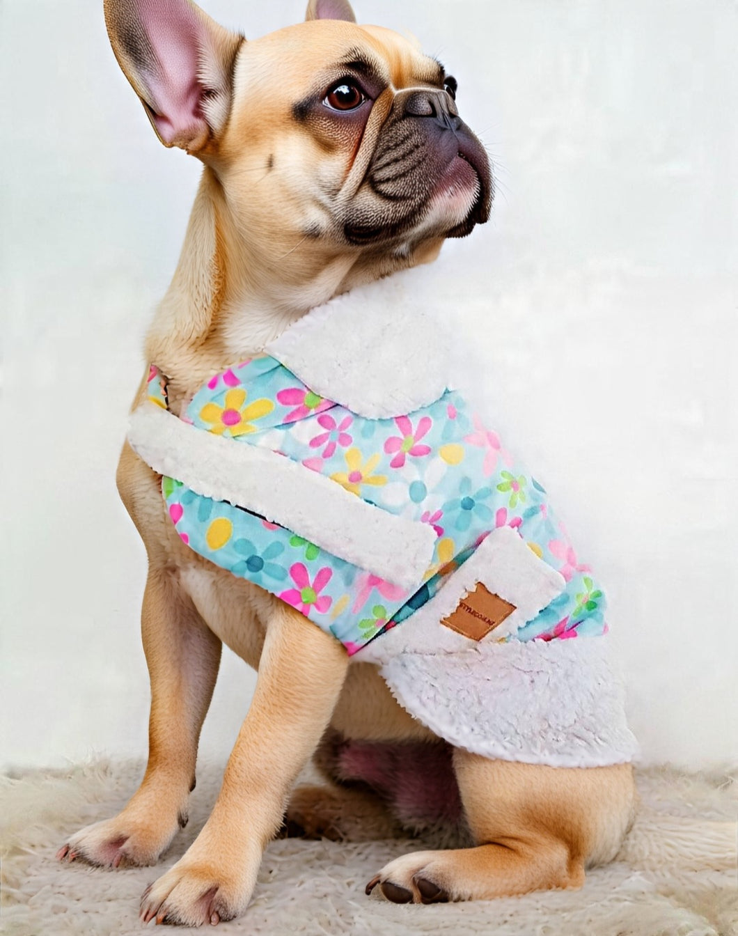 Stylecom.nz Designer Daisy And Sherpa Dog Coat / Jacket. Luxurious And Warm. Made In NZ