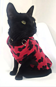STYLECOM.NZ ~ Designer Dog / Cat Top Sleeveless  Red Paw Print ~ Size Small