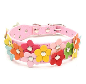 S • Flower Power Dog + Cat Collar • Pink