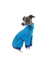 Load image into Gallery viewer, STYLECOM.NZ ~ Designer Dog PJs  Bright Blue + Purple Trim ~ Size Small