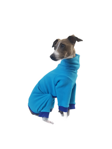 STYLECOM.NZ ~ NZ Designer Dog PJs  Bright Blue + Purple Trim ~ Size Small