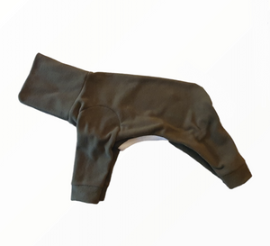 STYLECOM.NZ • NZ Designer Dog PJs | Olive Green + Beige Trim - Size M