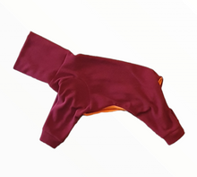 Load image into Gallery viewer, STYLECOM.NZ • NZ Designer Dog PJs - Claret Red + Orange Trim • Size M