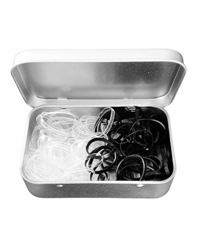 Hair Ties In Silver Tin Case ▪︎ x100 Mixed