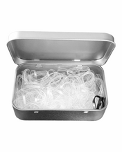Load image into Gallery viewer, HAIR TIES IN SILVER TIN CASE ▪︎ x100 CLEAR