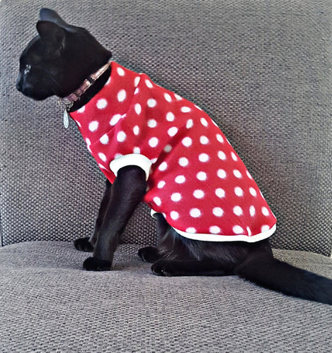 STYLECOM.NZ ~ Designer Dog / Cat Top Sleeveless  Polka Dot ~ Size Small