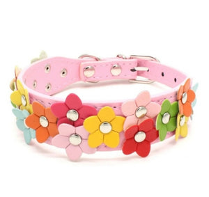 M • Flower Power Dog Collar • Pink