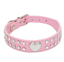Load image into Gallery viewer, S • Small Heart &amp; Rhinestone Dog + Cat Collar ~ Pink
